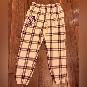 Disney womens Plaid Pajama Bottoms - Cream and Red